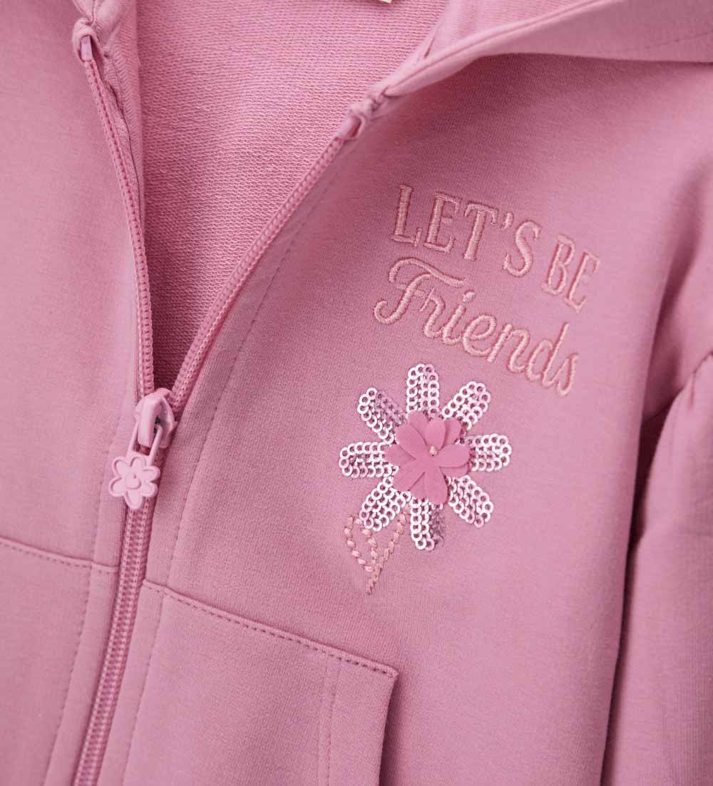 Girl - Sweatshirt jacket with embroidery 9 - 12 M Beige