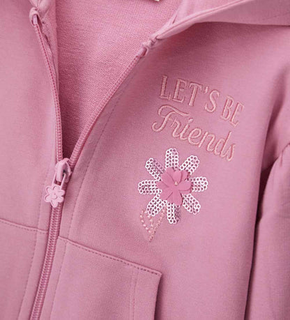 Girl - Sweatshirt jacket with embroidery 9 - 12 M Beige
