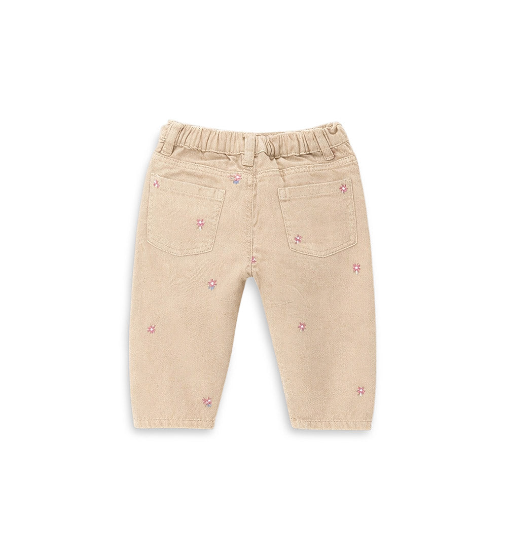 Girl - Floral pants 9 - 12 M Beige