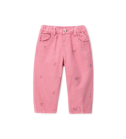 Girl - Floral pants 9 - 12 M Beige