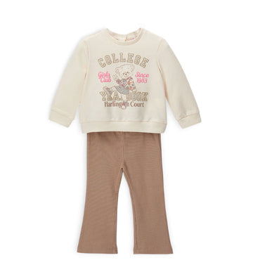Girl - Sweatshirt and leggings set 9 - 12 M Beige