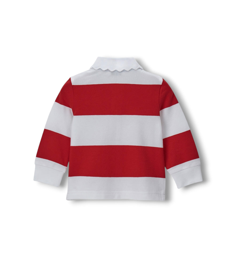 Girl - Embroidered cotton polo shirt Red 9 - 12 M