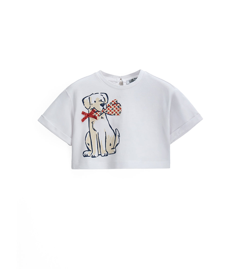 Girl - T-shirt with rhinestones White 9 - 12 M