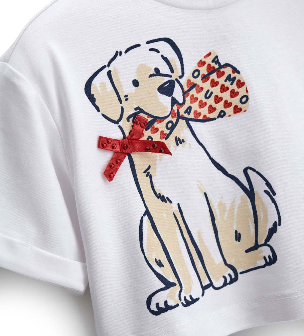 Girl - T-shirt with rhinestones White 9 - 12 M