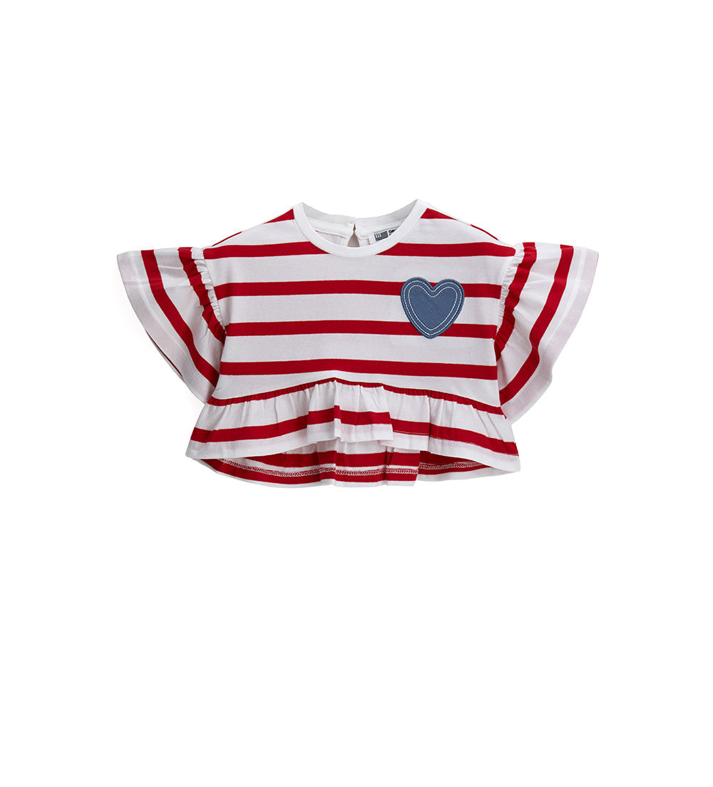 Girl - T-shirt with heart Red 9 - 12 M