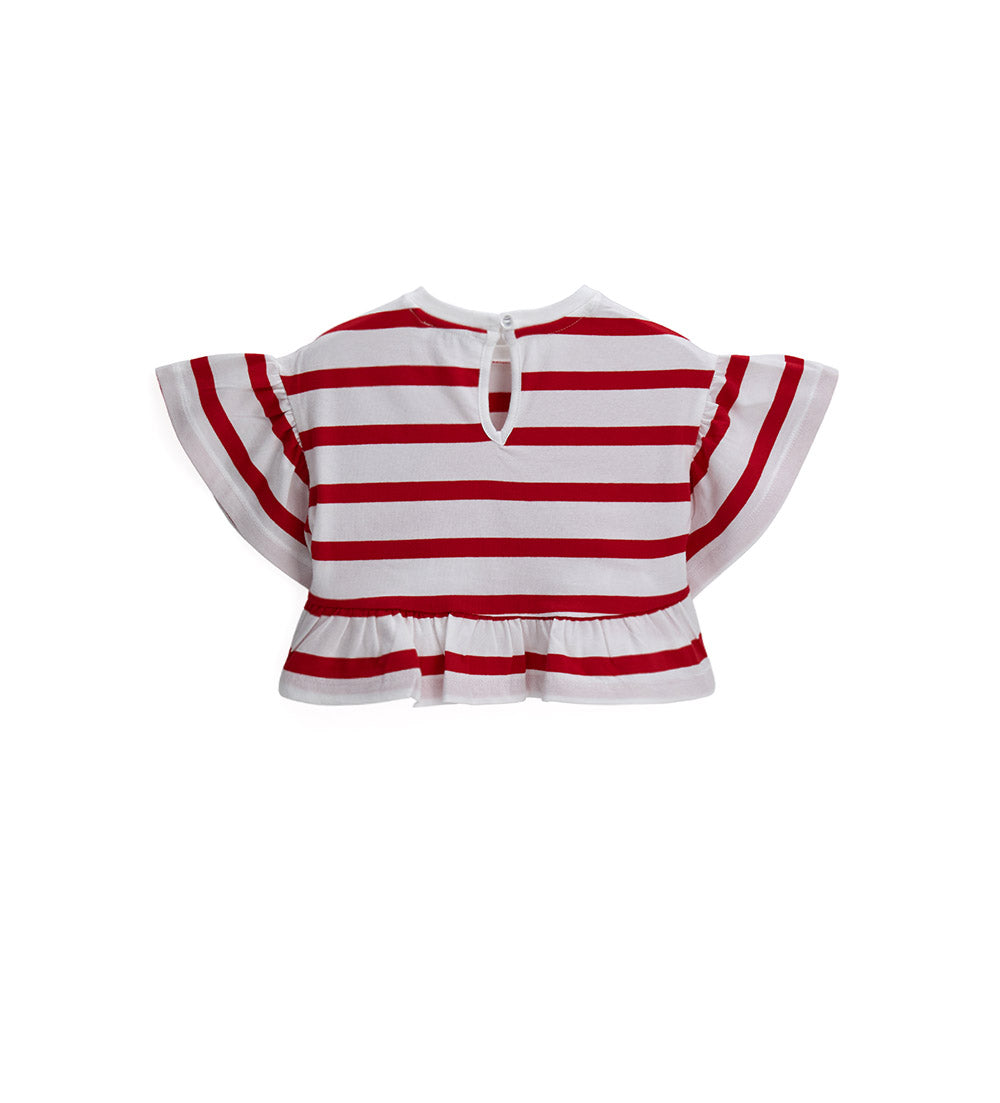 Girl - T-shirt with heart Red 9 - 12 M