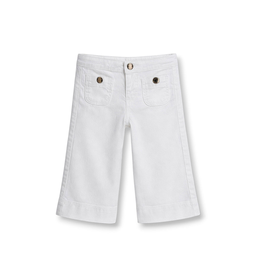 Girl - Elasticated trousers White 9 - 12 M