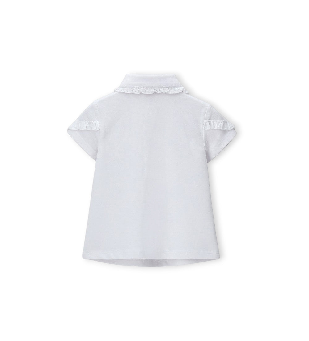 Girl - Polo shirt with ruffles 9 - 12 M White