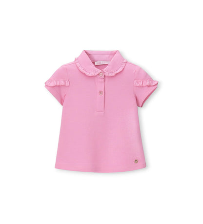 Girl - Polo shirt with ruffles 9 - 12 M White