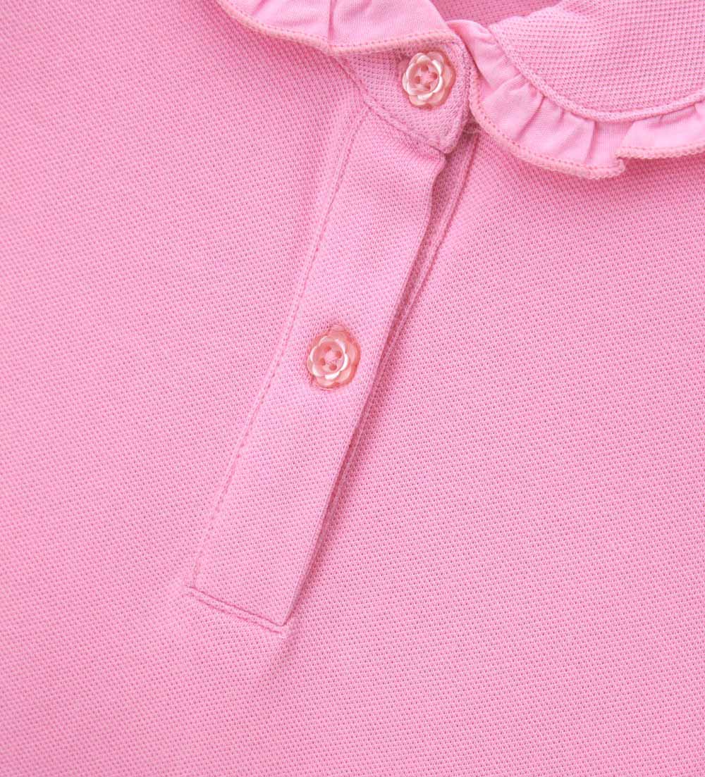 Girl - Polo shirt with ruffles 9 - 12 M White