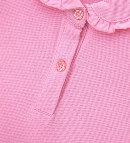Girl - Polo shirt with ruffles 9 - 12 M White