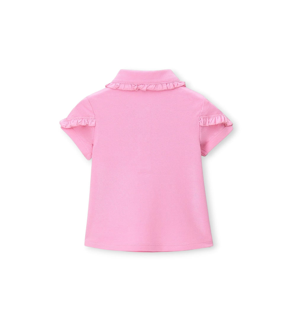 Girl - Polo shirt with ruffles 9 - 12 M White