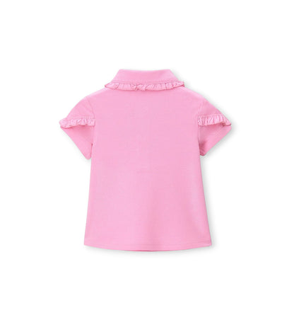 Girl - Polo shirt with ruffles 9 - 12 M White