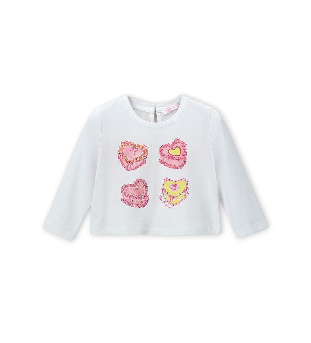 Girl - T-shirt with glitter 9 - 12 M White