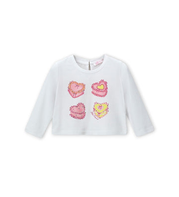 Girl - T-shirt with glitter 9 - 12 M White