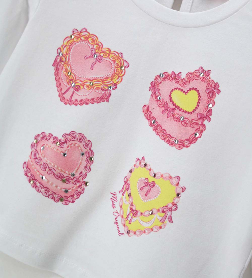 Girl - T-shirt with glitter 9 - 12 M White