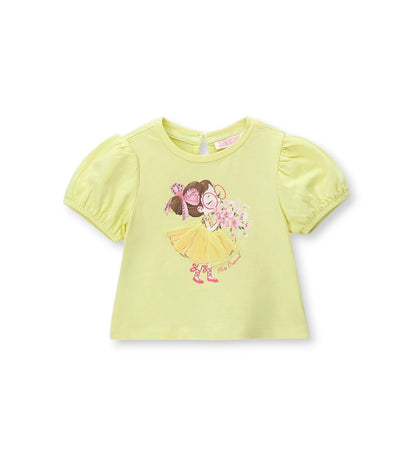 Girl - T-shirt with rhinestones 9 - 12 M Yellow