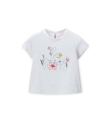 Girl - T-shirt with rhinestones 9 - 12 M White