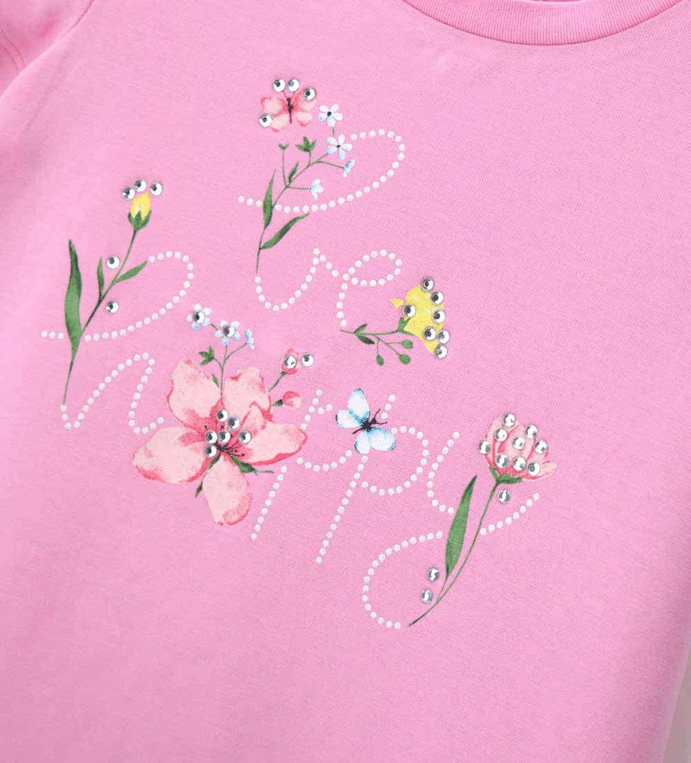 Girl - T-shirt with rhinestones 9 - 12 M White