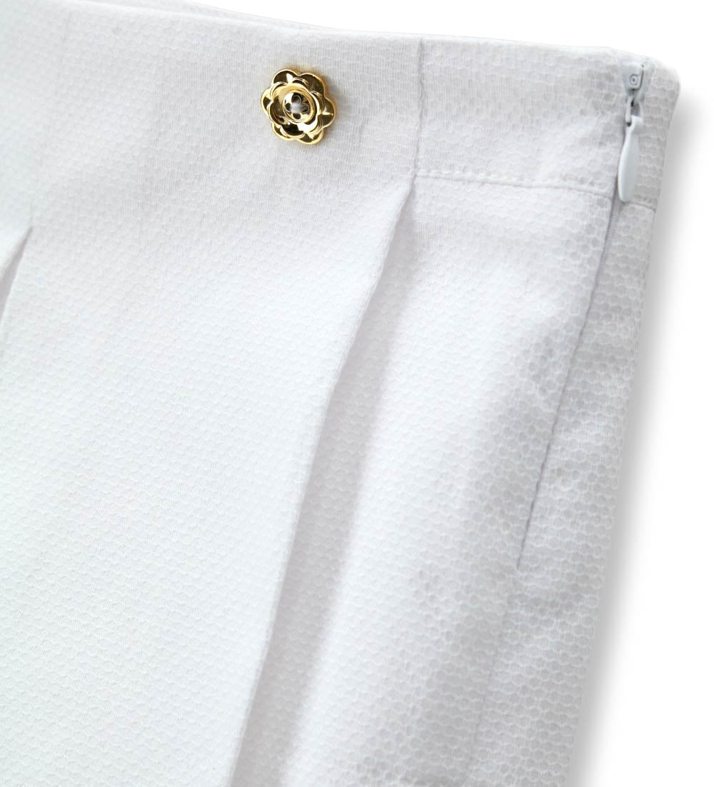 Girl - Pleated bermuda Shorts 9 - 12 M White