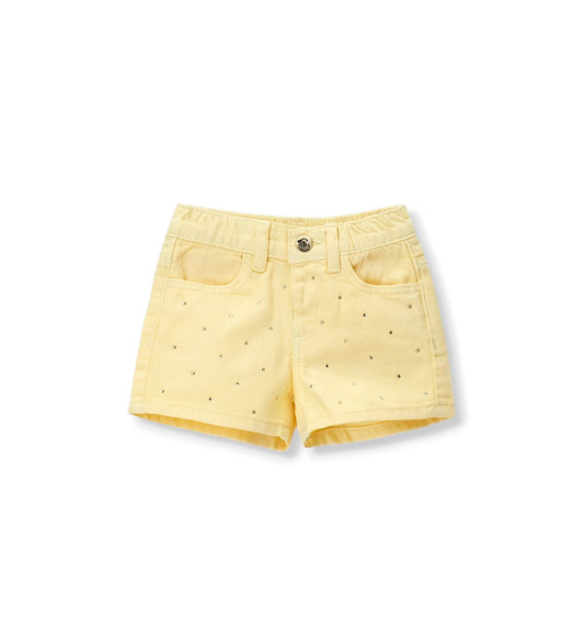 Girl - Bermuda shorts with rhinestones 9 - 12 M Yellow