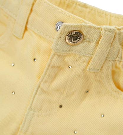 Girl - Bermuda shorts with rhinestones 9 - 12 M Yellow