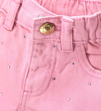 Girl - Bermuda shorts with rhinestones 9 - 12 M Yellow