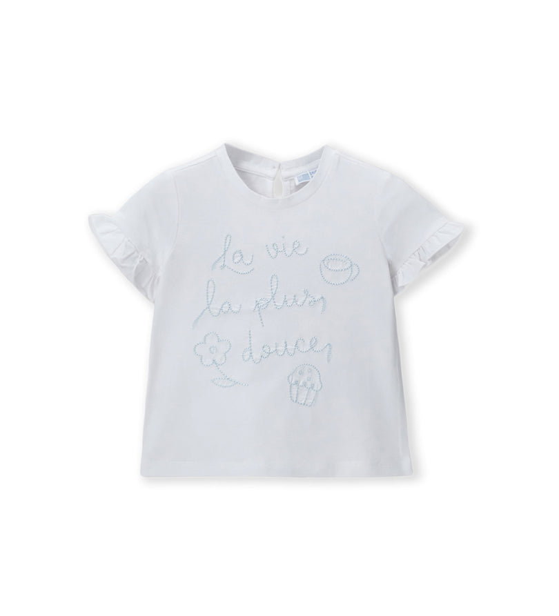 Girls' Ruffle T-shirt in White - 9 - 12 M | Original Marines UAE