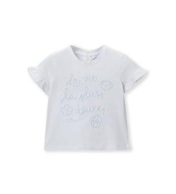 Girls' Ruffle T-shirt in White - 9 - 12 M | Original Marines UAE