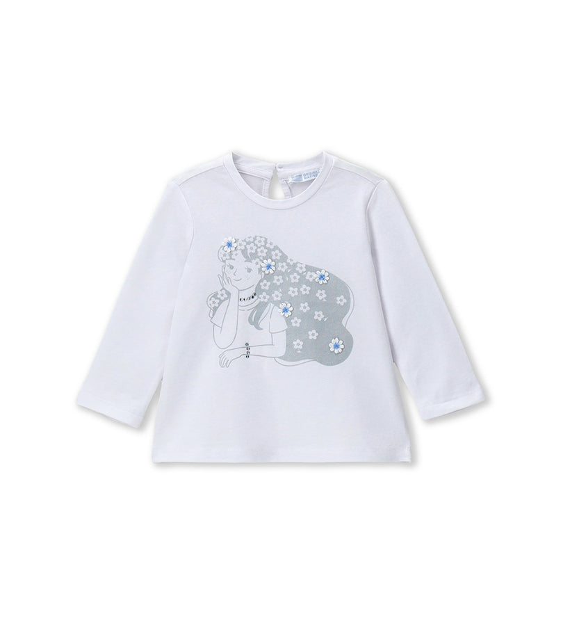 Girls' Metallic print T-shirt in White - 9 - 12 M | Original Marines UAE