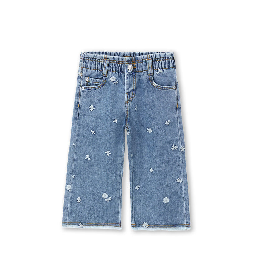 Girls' Jeans with daisies in Denim - 9 - 12 M | Original Marines UAE