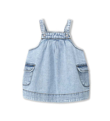 Girl - Denim overall dress 9 - 12 M Denim