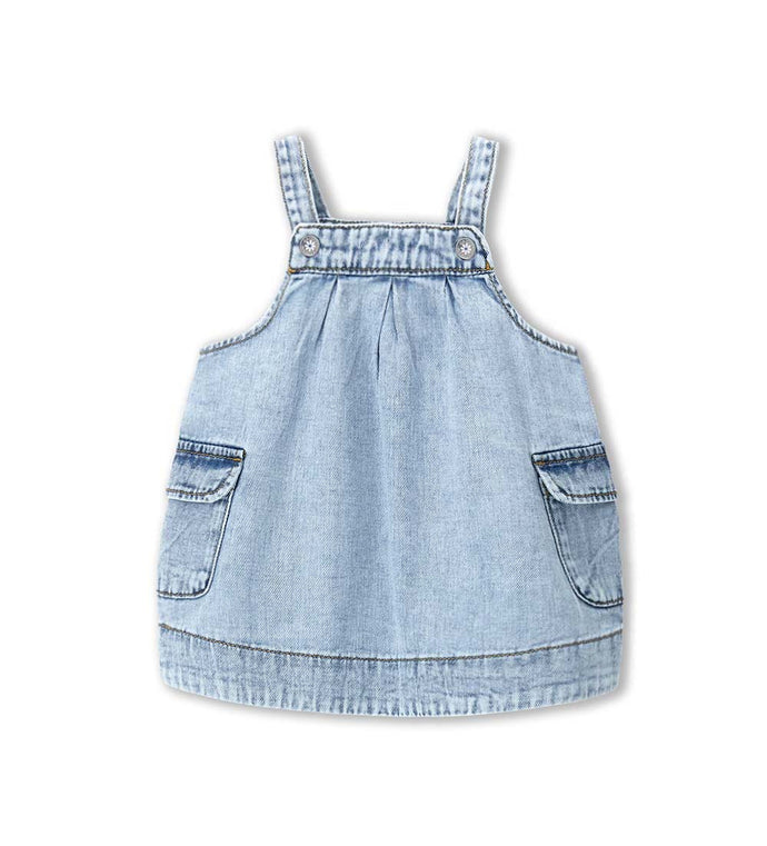 Girl - Denim overall dress 9 - 12 M Denim