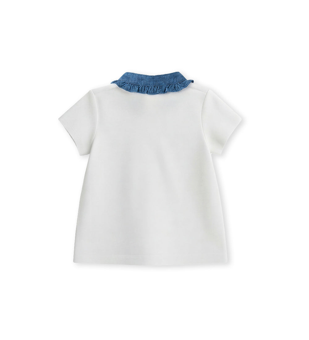 Girl - Polo shirt with strawberry 9 - 12 M White