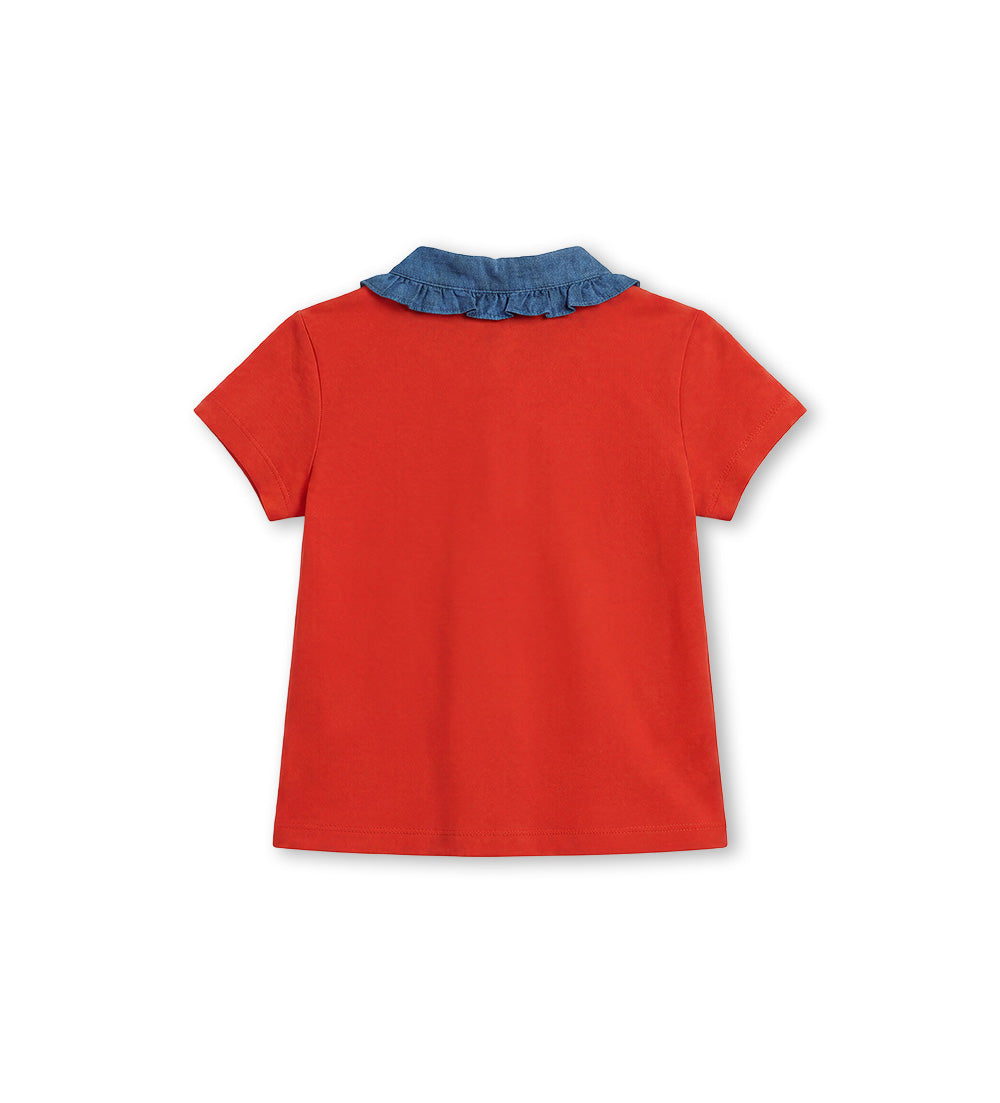 Girl - Polo shirt with strawberry 9 - 12 M White