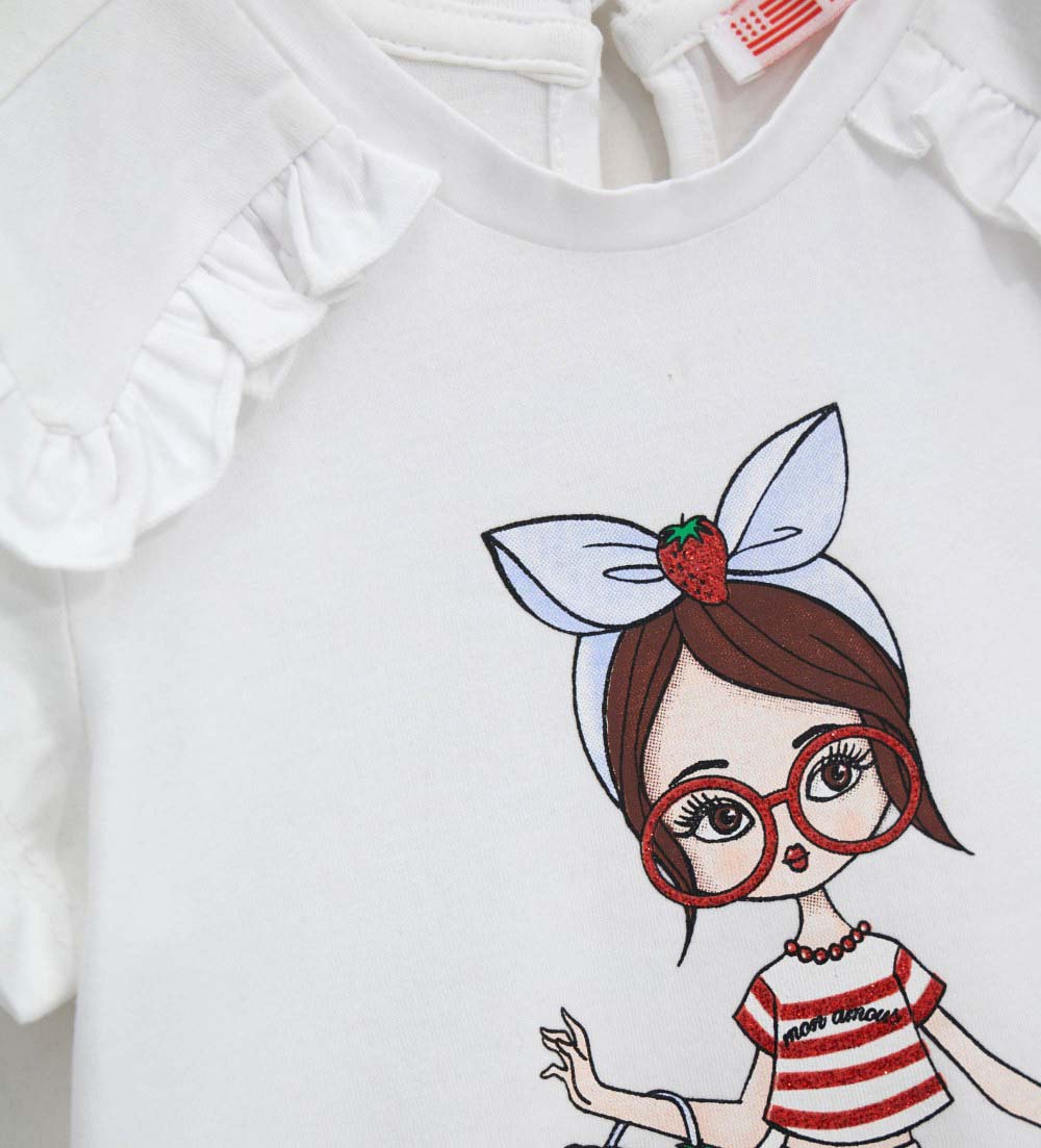 Girl - Glitter T-shirt 9 - 12 M White