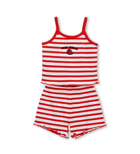 Girl - Tank top and bermuda shorts set 9 - 12 M Red