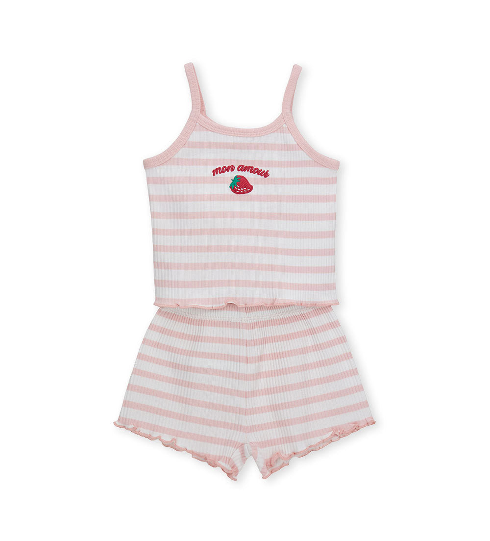 Girl - Tank top and bermuda shorts set 9 - 12 M Red
