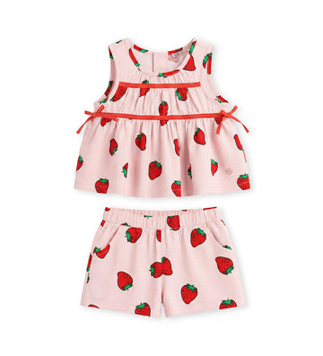 Girl - Leggings, blouse and bermuda shorts set 9 - 12 M Pink