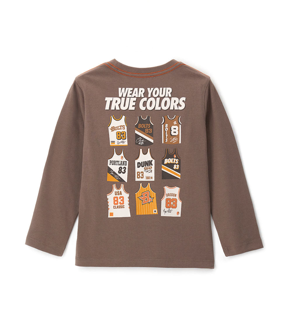 Boy - Pointed neck T-shirt 9 - 10 Y Brown