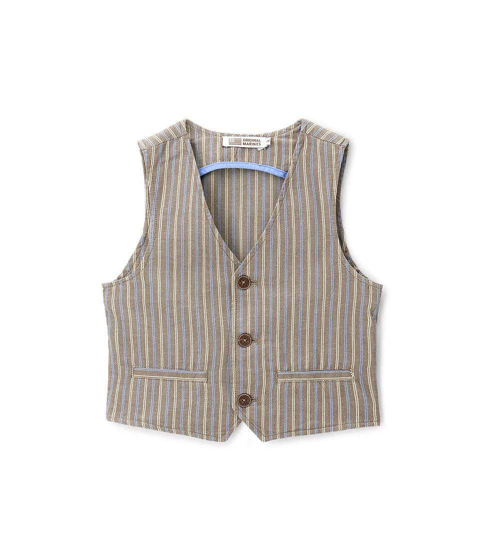 Boy - Linen blend vest 9 - 10 Y Brown