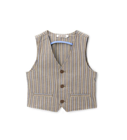 Boy - Linen blend vest 9 - 10 Y Brown