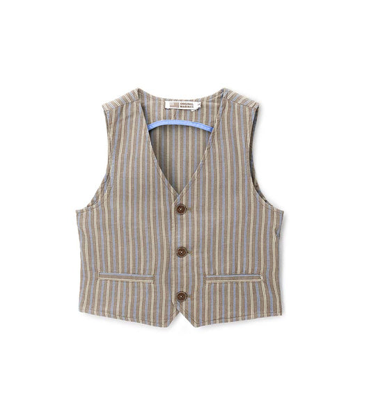 Boy - Linen blend vest 9 - 10 Y Brown