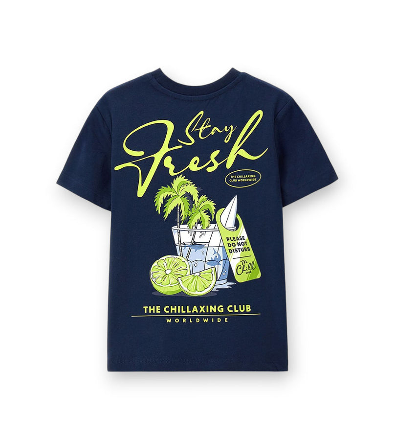 Boy - Ribbed Crew Neck Printed T-shirt