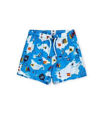Boy - Printed bermuda shorts 9 - 10 Y Blue