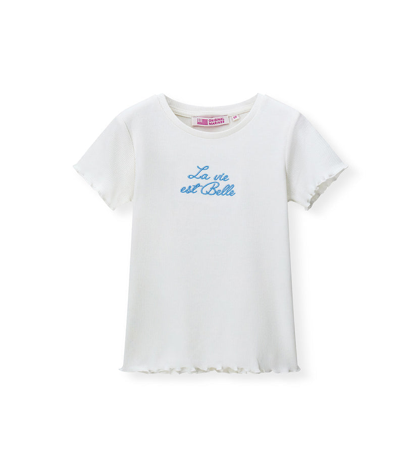 Girl - Embroidered Ribbed T-shirt