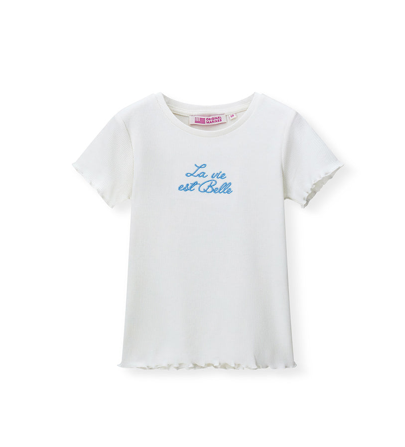 Girl - Embroidered Ribbed T-shirt