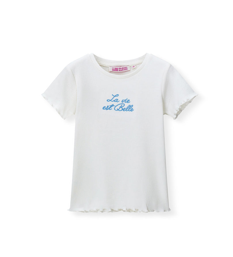 Girl - Embroidered Ribbed T-shirt