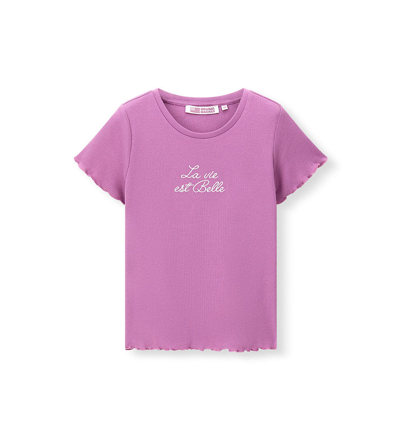 Girl - Embroidered Ribbed T-shirt