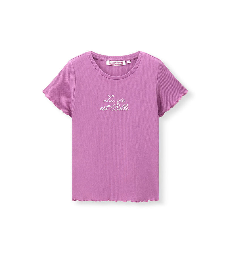 Girl - Embroidered Ribbed T-shirt